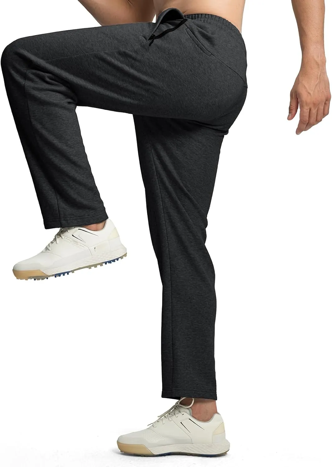 Rdruko Men's Fleece Sweatpants Straight Leg Athletic Yoga Lounge Pants Open Bottom Casual Jersey Pants with Zipper Pockets