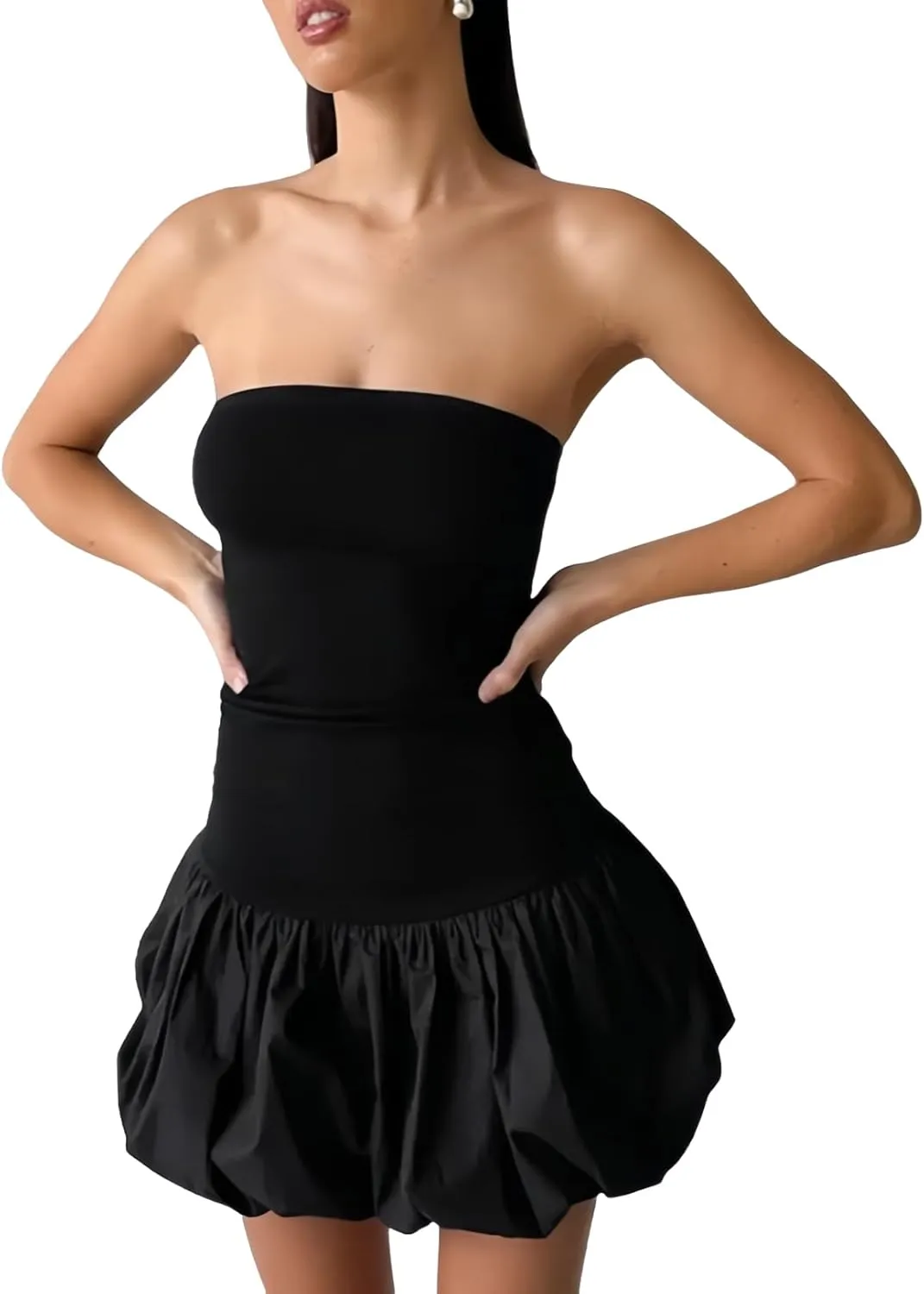 Remelon Tupe Mini Dress for Women Bubble Skirt Summer Color Block Bodycon Short Dress Outfits Beach Sun Dress Party
