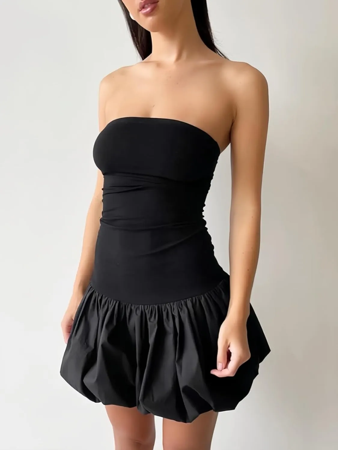Remelon Tupe Mini Dress for Women Bubble Skirt Summer Color Block Bodycon Short Dress Outfits Beach Sun Dress Party
