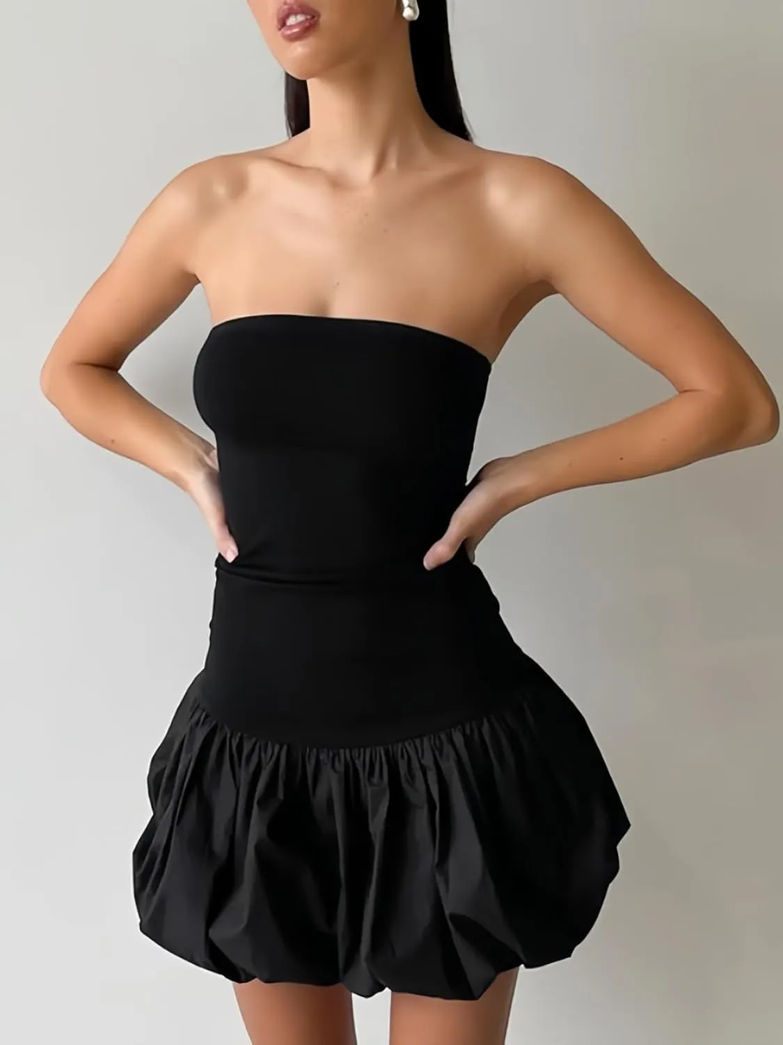 Remelon Tupe Mini Dress for Women Bubble Skirt Summer Color Block Bodycon Short Dress Outfits Beach Sun Dress Party