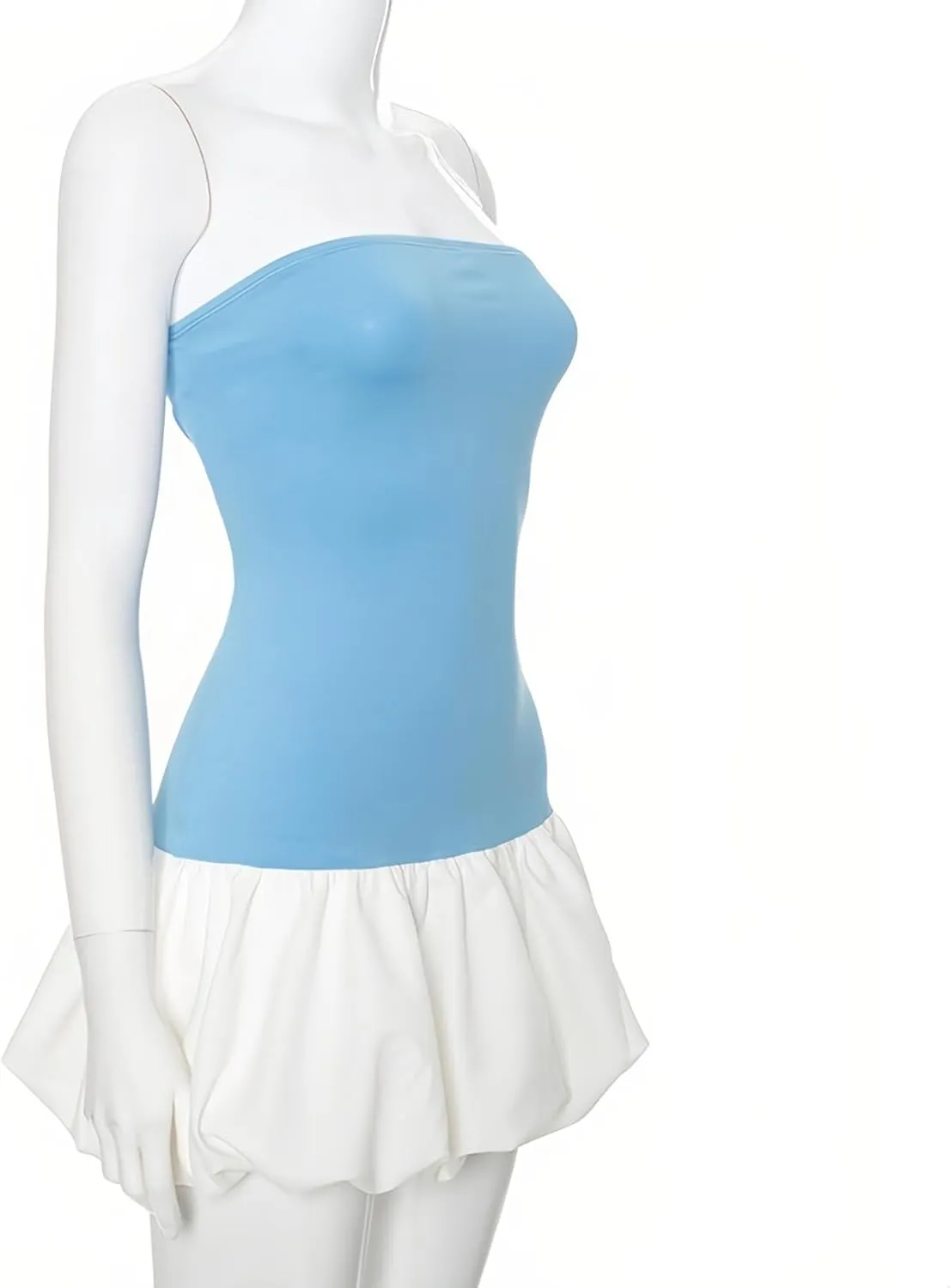 Remelon Tupe Mini Dress for Women Bubble Skirt Summer Color Block Bodycon Short Dress Outfits Beach Sun Dress Party