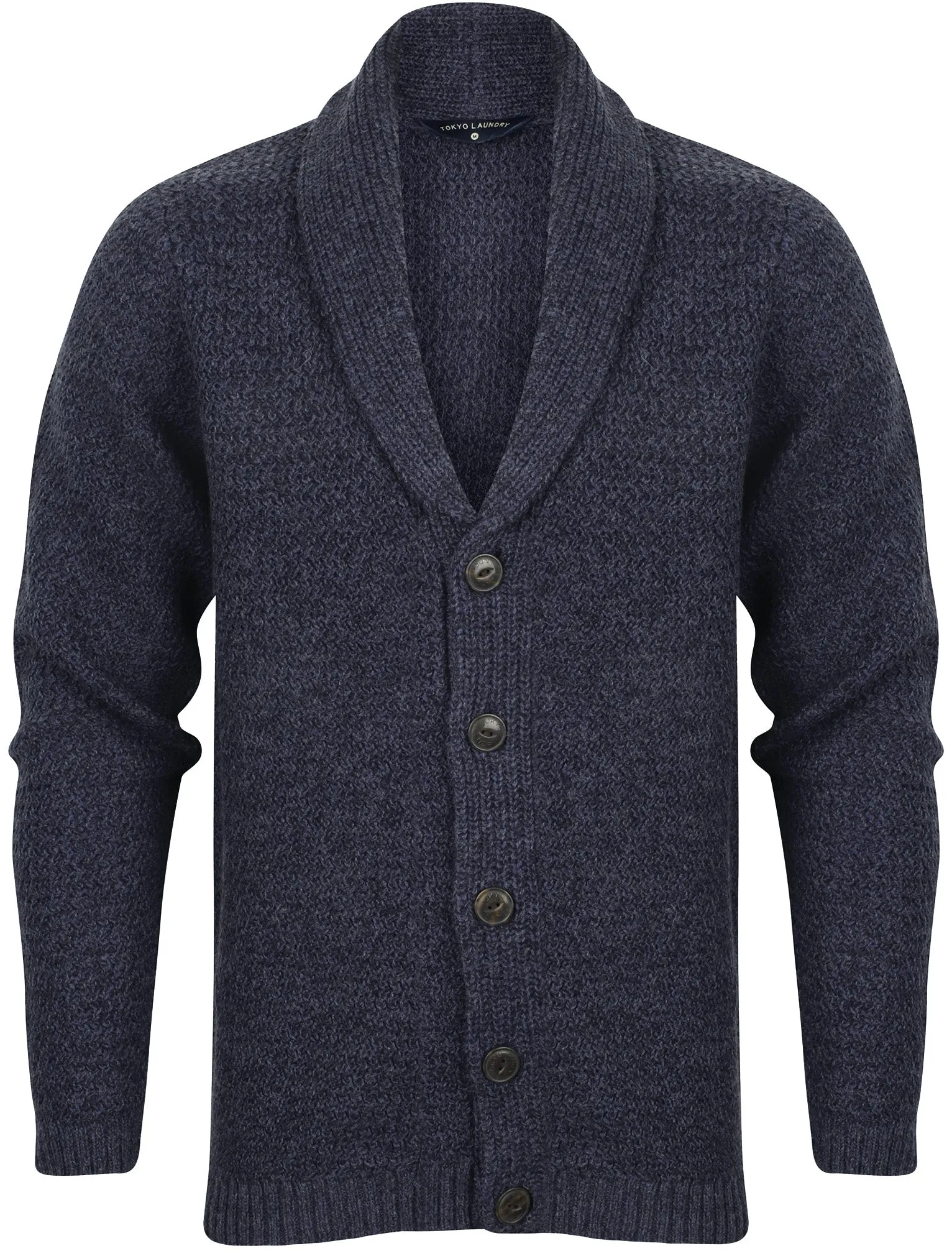 Riley Wool Blend Shawl Neck Cardigan In Dark Denim Marl - Tokyo Laundry