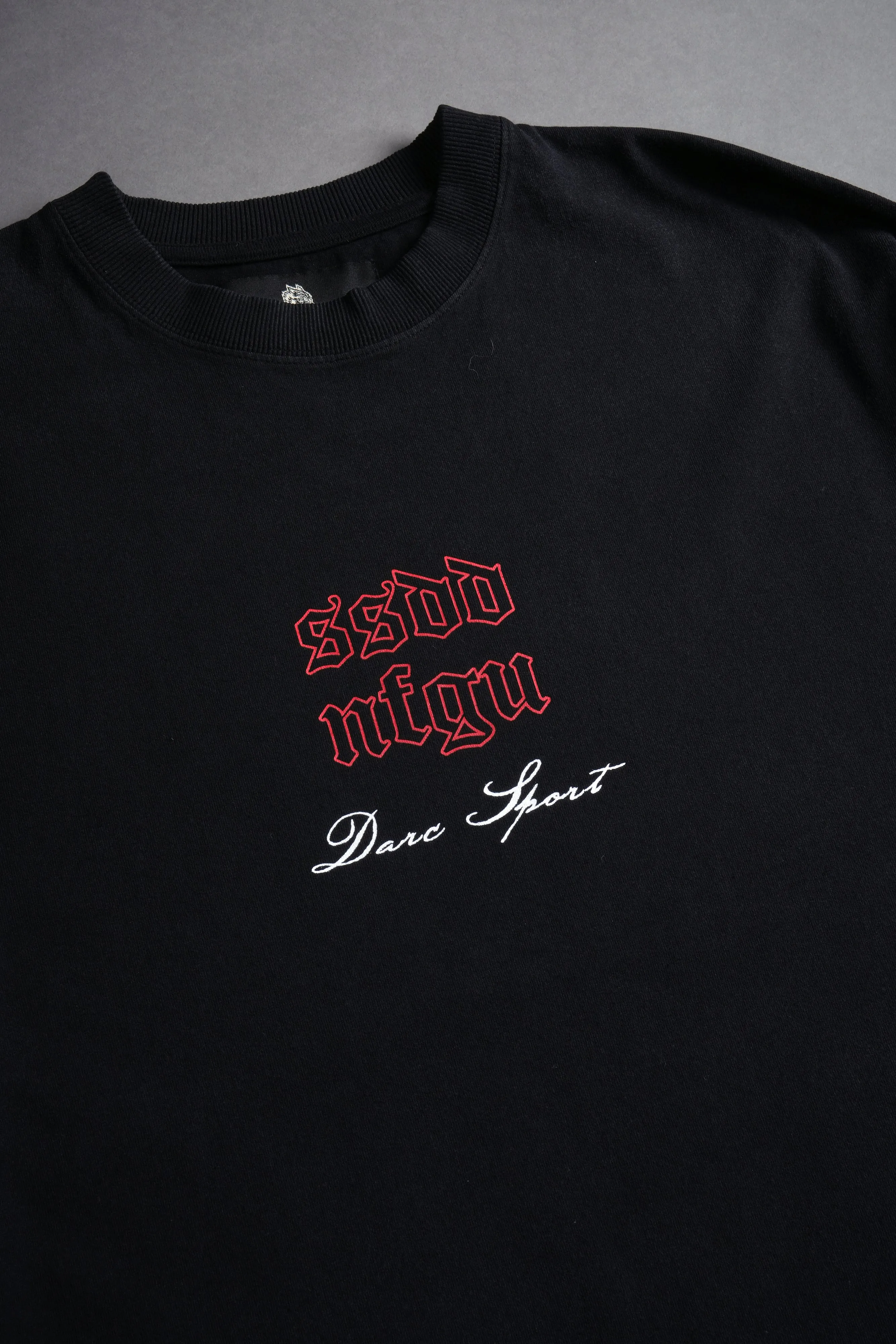 Sacred Fire Grunge Raw Hem "Box Cut" Tee in Black