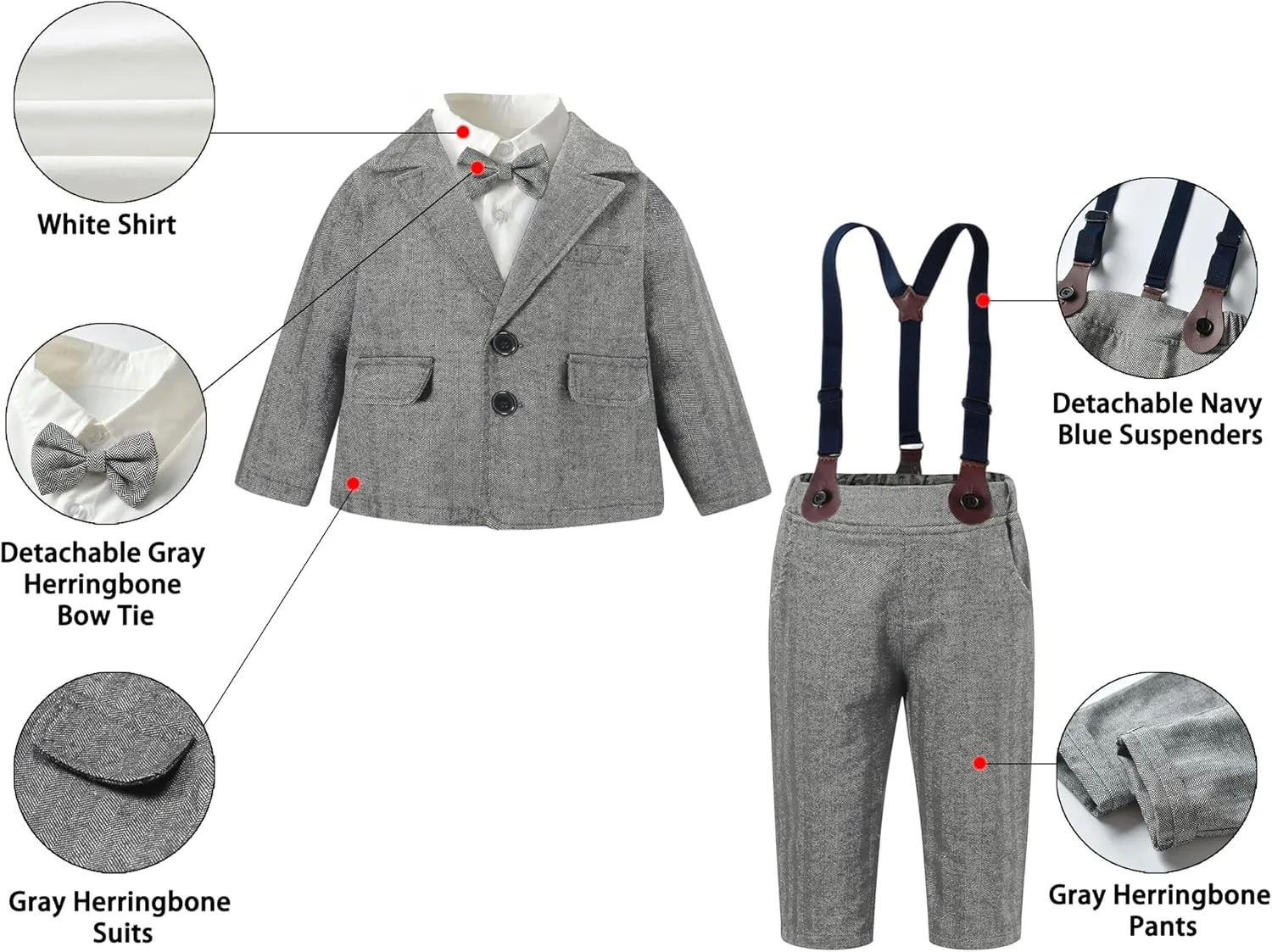 SANGTREE Baby Boys Gentleman Outfits Suits Set, 3 Months - 14 Years