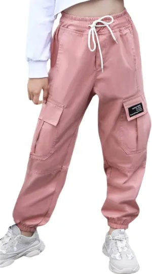 SANGTREE Girls & Womens Drawstring Cargo Jogger Pants,3 Years - Women 3XL