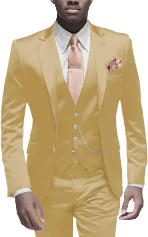 Satin Men Suits Slim Fit 3 Piece Suit for Men Formal Wedding Prom Suits Men Blazer Vest Pants Set