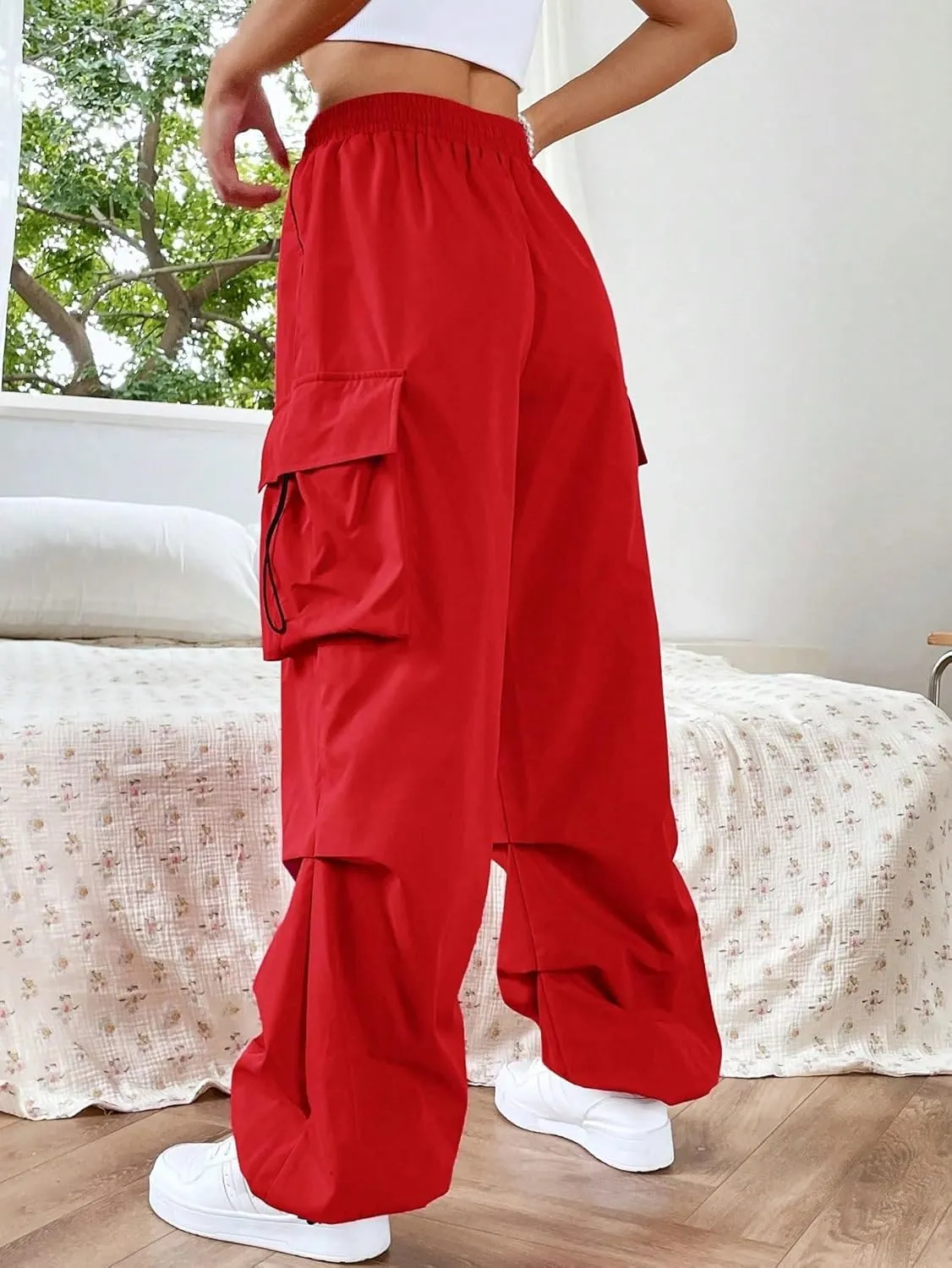 SHENHE Women's Baggy Loose Cargo Pants Drawstring Waist Joggers Long Trousers