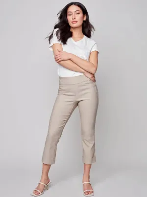 Solid Pull On Stretch Cropped Pant [Greige-C5259RR]