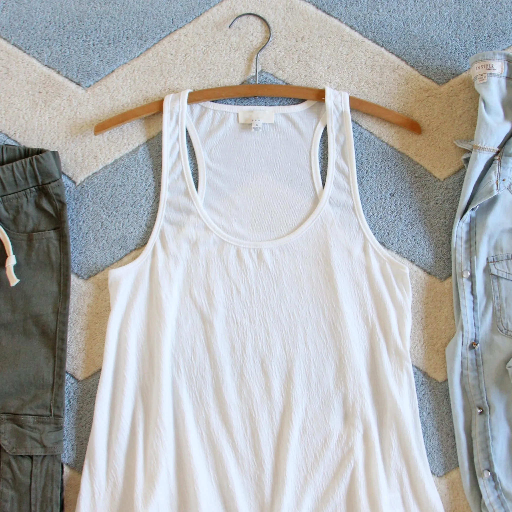 The Lace Hem Layering Tank in White