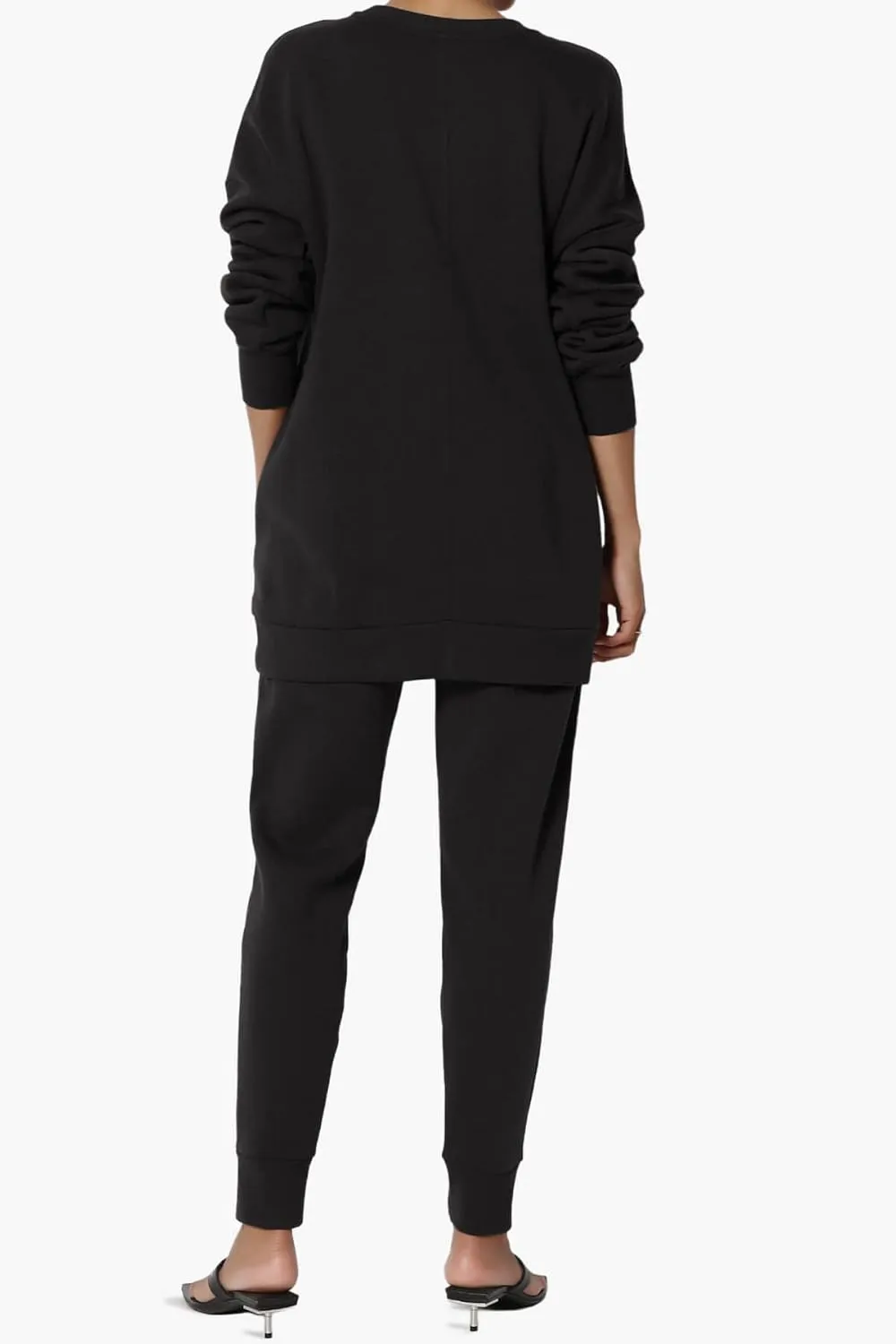 TheMogan Women's S~3X Lounge FleecePullover Sweatshirt Drawstring Jogger Sweat Pants SET