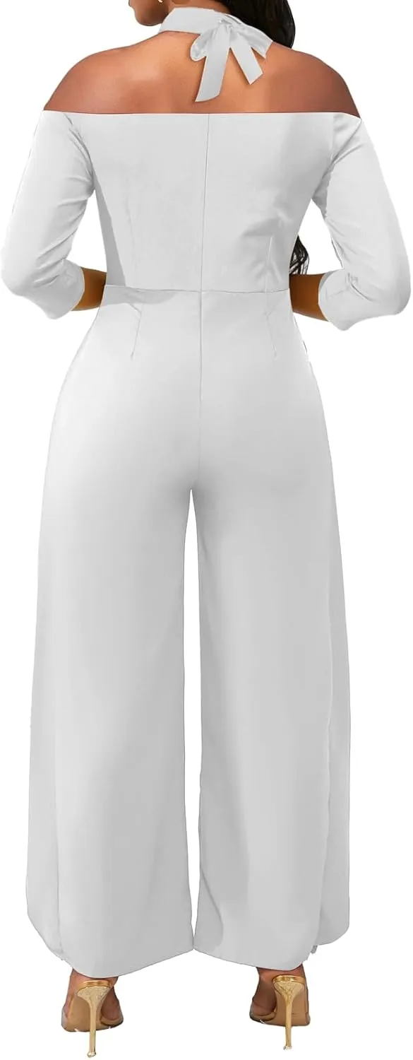 VisiChenup Jumpsuits for Women Dressy Sexy Casual Solid Color Overlay Long Pants Cocktail Clubwear Rompers