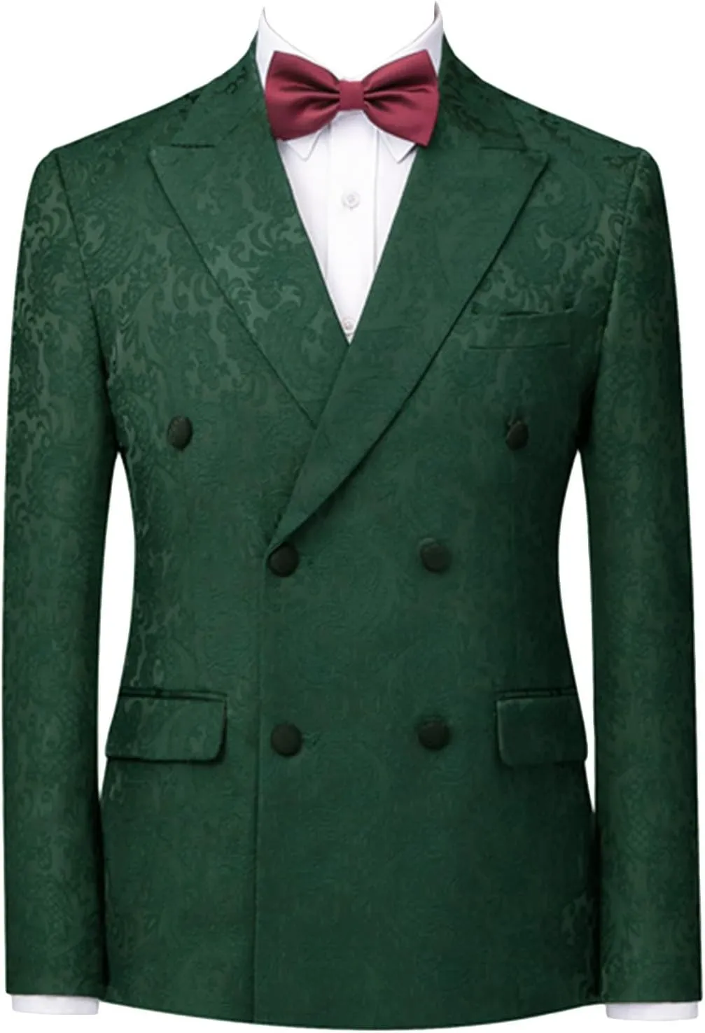 Wemaliyzd Men's 2 Piece Wedding Suit Double Breasted Paisley Pattern Blazer Pants