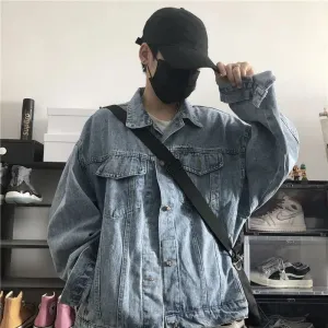 WIAOFELLAS  -  Spring Autumn New Men's Fashion Denim Jacket Male Oversize Loose Casual Jeans Coats Men Streetwear Outerwear Clothes H156