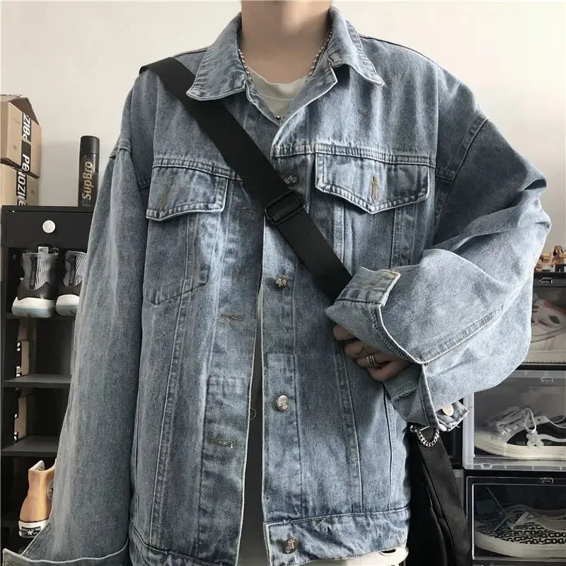 WIAOFELLAS  -  Spring Autumn New Men's Fashion Denim Jacket Male Oversize Loose Casual Jeans Coats Men Streetwear Outerwear Clothes H156