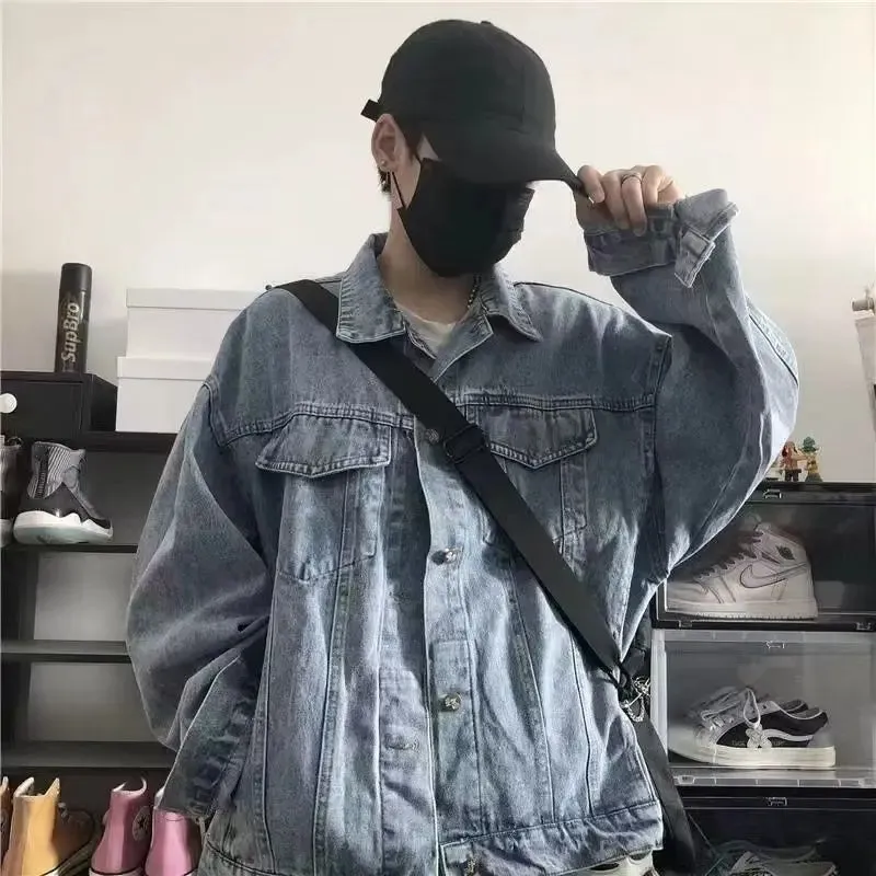 WIAOFELLAS  -  Spring Autumn New Men's Fashion Denim Jacket Male Oversize Loose Casual Jeans Coats Men Streetwear Outerwear Clothes H156