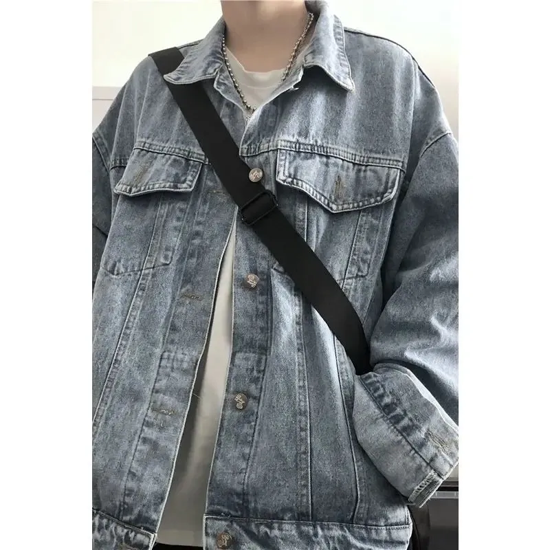 WIAOFELLAS  -  Spring Autumn New Men's Fashion Denim Jacket Male Oversize Loose Casual Jeans Coats Men Streetwear Outerwear Clothes H156