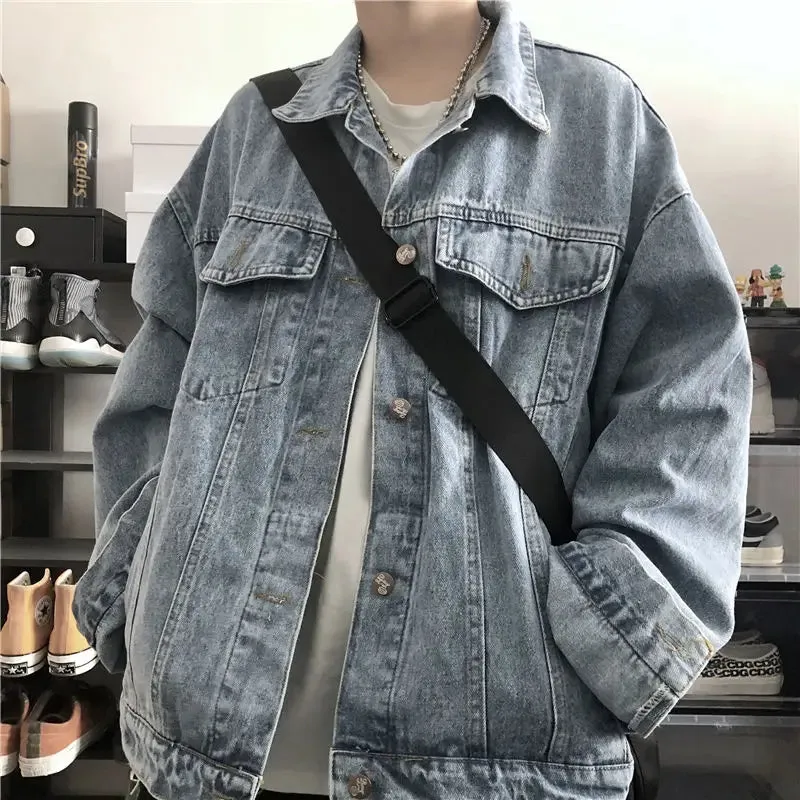WIAOFELLAS  -  Spring Autumn New Men's Fashion Denim Jacket Male Oversize Loose Casual Jeans Coats Men Streetwear Outerwear Clothes H156