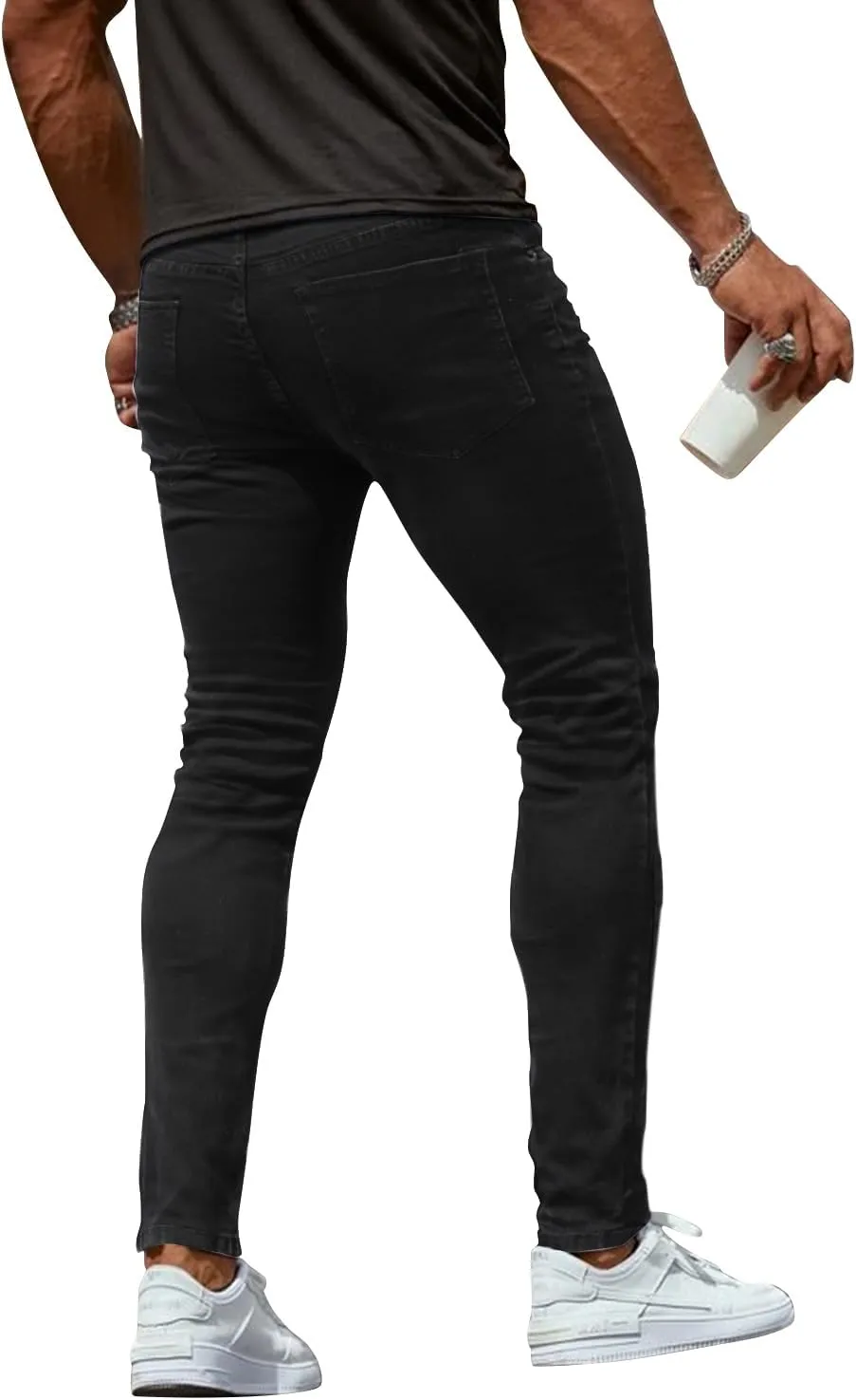 Woenzaia Mens Jeans Slim Fit Skinny Denim Stretch Tapered Jean Pants