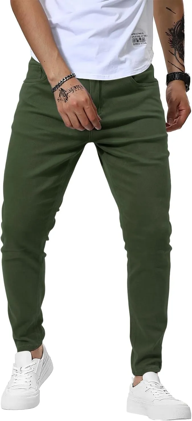 Woenzaia Mens Jeans Slim Fit Skinny Denim Stretch Tapered Jean Pants