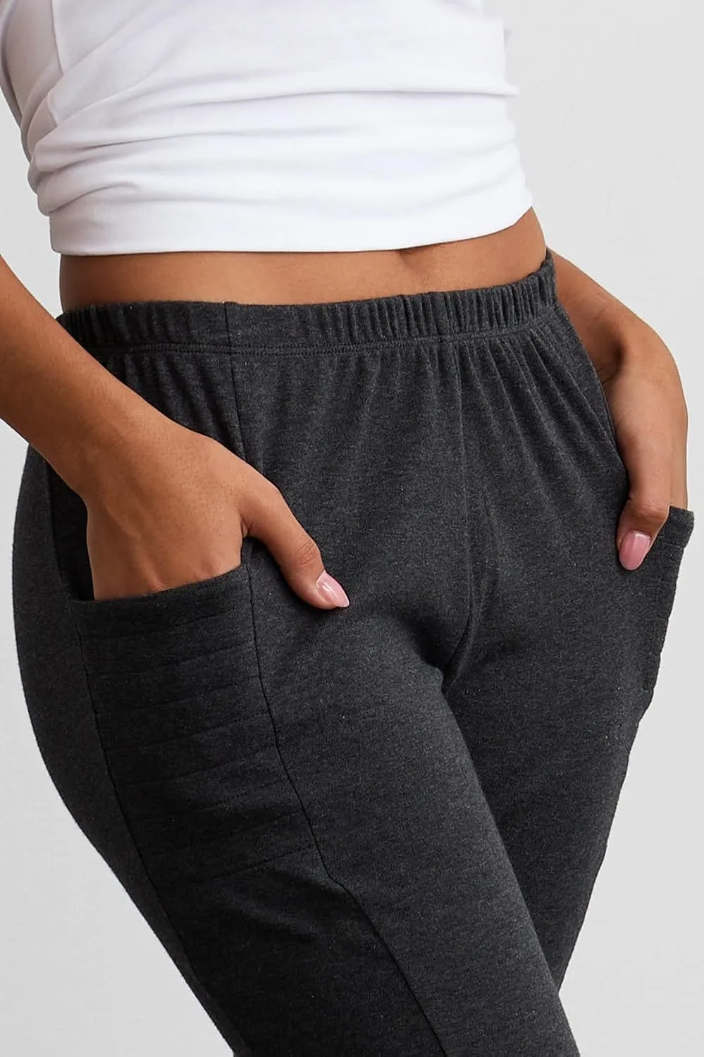 Women's 100% Organic Pima Cotton Leggings Pants with Pocket - 30" Inseam