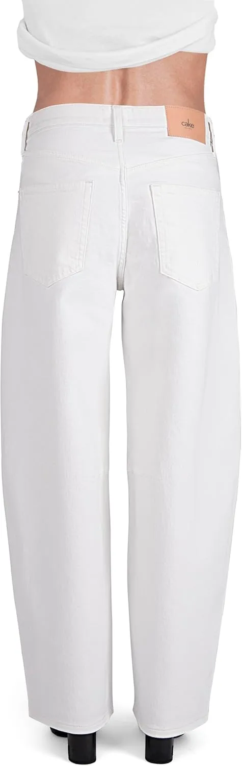 Womens Baggy Barrel Jeans Wide Leg Mid Rise Premium Denim Pants