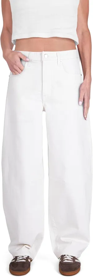 Womens Baggy Barrel Jeans Wide Leg Mid Rise Premium Denim Pants