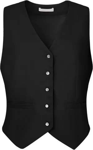 Women's Linen Vest Sleeveless Button Down V Neck Formal Business Waistcoat