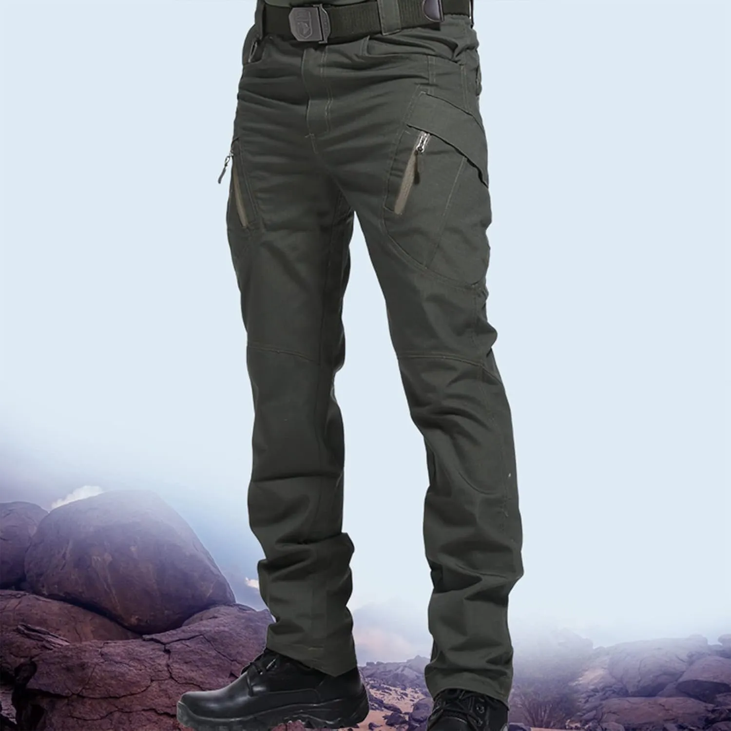 yardsong Mens Hiking Cargo Pants Business Casual Slim Fit Outdoor Pants Fishing Camping Travel Trousers with Pockets